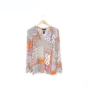 *Rose & Thyme Boho Printed Long Sleeve Blouse